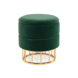 Hocker in Metall, Kunststoff, Textil, Holzwerkstoff Grün, Goldfarben