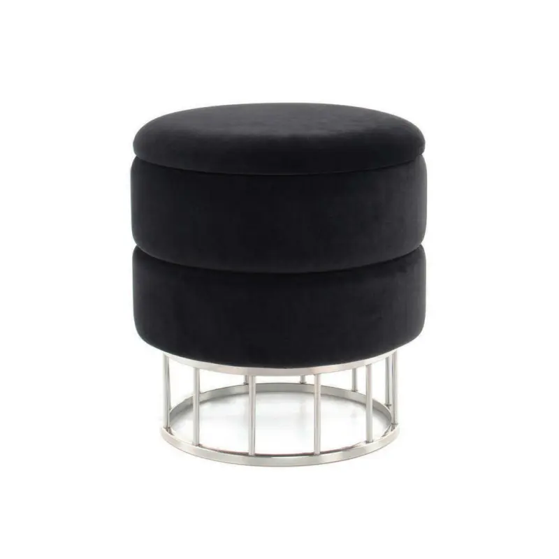 Hocker in Metall, Kunststoff, Textil, Holzwerkstoff Schwarz, Silberfarben