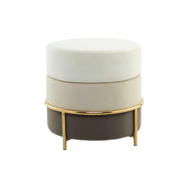 Hocker in Metall, Textil, Holzwerkstoff Creme, Goldfarben