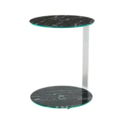 Beistelltisch in Metall, Glas, Holzwerkstoff 40/40/53 cm