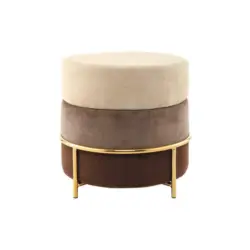 Hocker in Metall, Textil, Holzwerkstoff Creme, Goldfarben