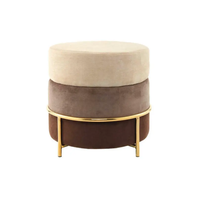 Hocker in Metall, Textil, Holzwerkstoff Creme, Goldfarben