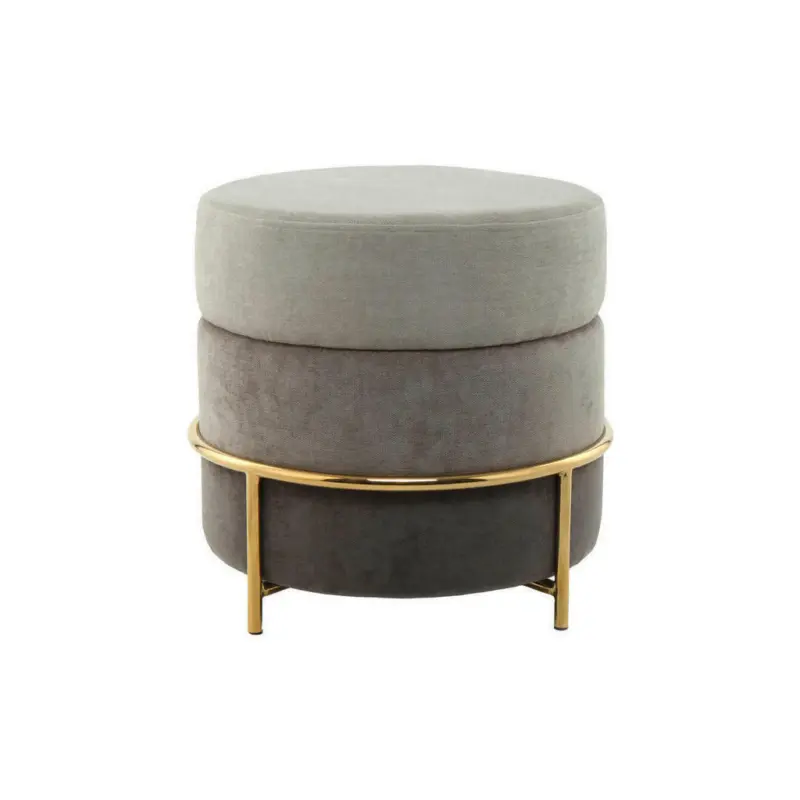 Hocker in Metall, Textil, Holzwerkstoff Grau, Goldfarben