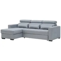 Ecksofa in Webstoff Blau, Grau