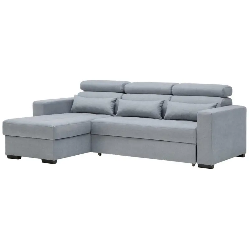 Ecksofa in Webstoff Blau, Grau