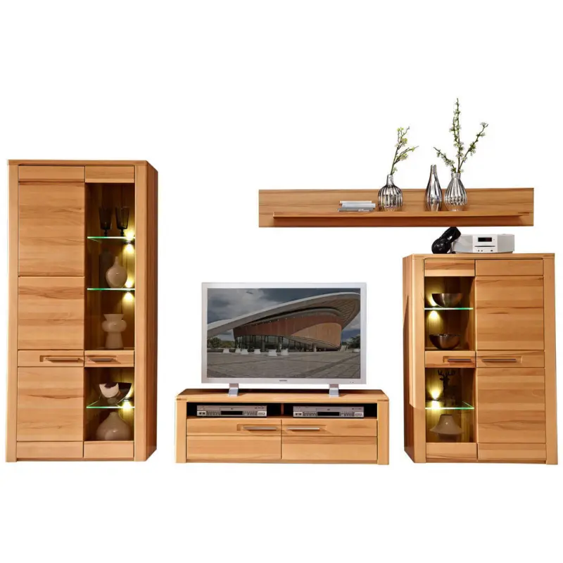 Wohnwand 320/185/45 cm in Buchefarben