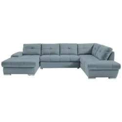 Ecksofa in Webstoff Blau