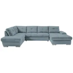 Ecksofa in Webstoff Blau