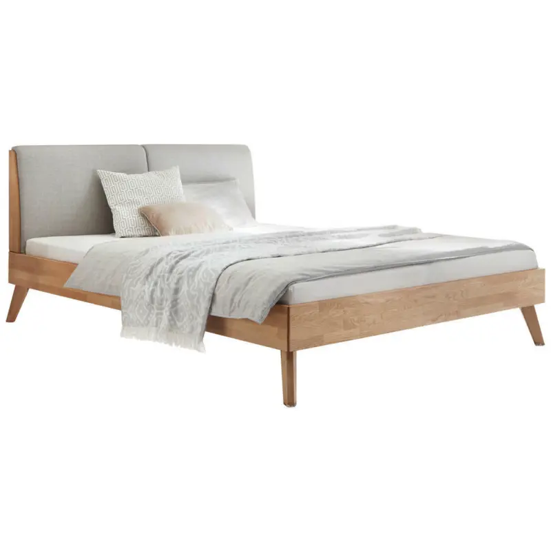 Bett 180/200 cm in Hellgrau, Eiche Bianco
