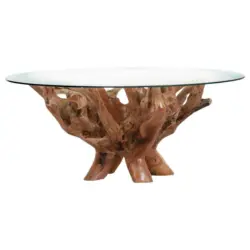Couchtisch in Holz, Glas 110/110/46 cm