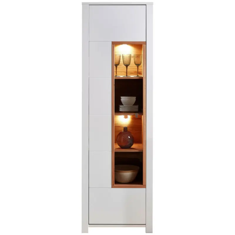 Vitrine in massiv Buche Weiß, Buchefarben