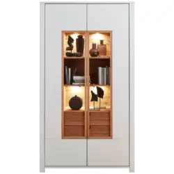 Vitrine in massiv Buche Weiß, Buchefarben