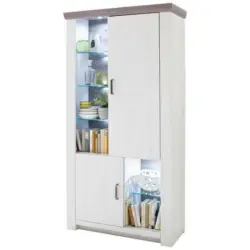 Vitrine in Weiß, Pinienfarben
