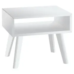 Nachtkästchen in massiv Buche Weiß