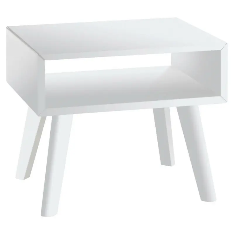 Nachtkästchen in massiv Buche Weiß