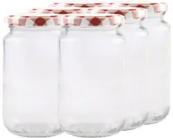 Konservengläser 370 ml inkl. Deckel rot-weiß Karo 6 Stk.