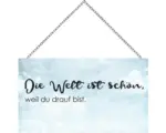 Hornbach Holzschild mit Kette schöne Welt 13x23 cm