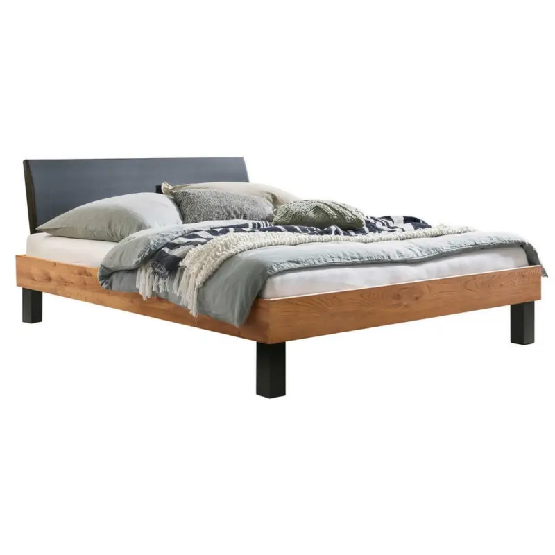 Bett 200/200 cm in Anthrazit, Wildeiche