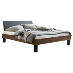 Bett 200/200 cm in Anthrazit, Nussbaumfarben