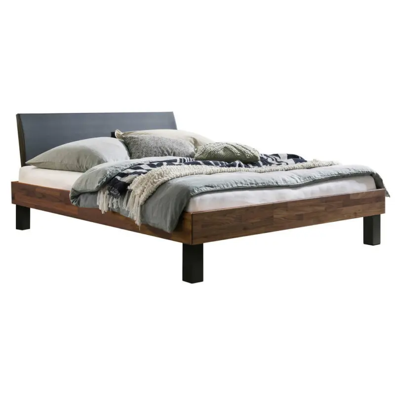 Bett 200/200 cm in Anthrazit, Nussbaumfarben