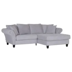 Ecksofa in Flachgewebe Hellgrau