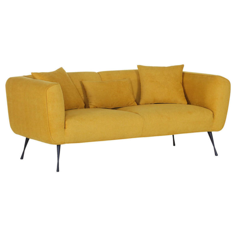 Zweisitzer-Sofa in Flachgewebe Gelb