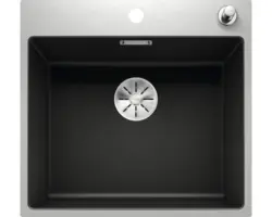 Spüle Blanco Subline 500-IF/A SteelFrame 510x543 mm mit Ablauffernbedienung Edelstahl schwarz