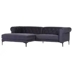 Chesterfield-Ecksofa in Samt Anthrazit