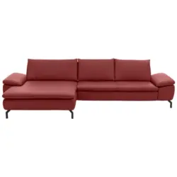Ecksofa in Echtleder Rot