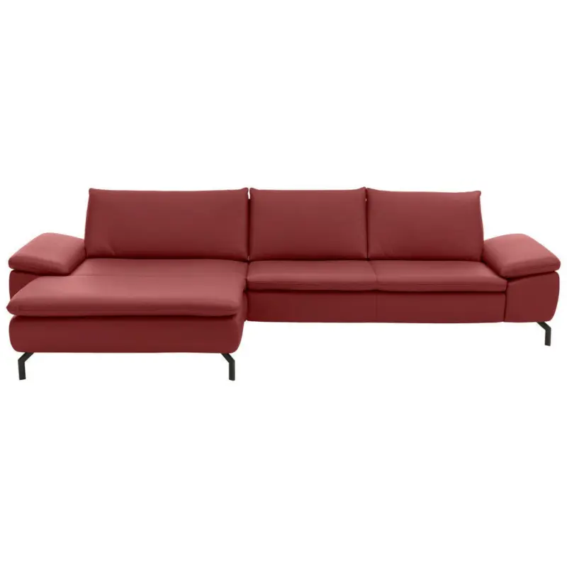 Ecksofa in Echtleder Rot