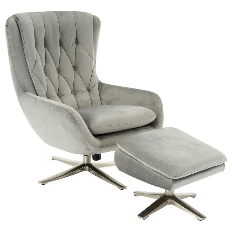 Relaxsesselset in Textil Hellgrau