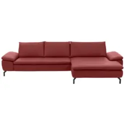 Ecksofa in Echtleder Rot