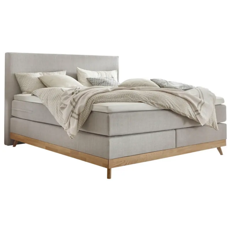 Boxspringbett 180/200 cm in Grau, Eichefarben