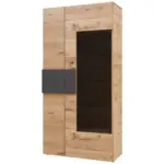 XXXLutz Lauterach - Ihr Möbelhaus bei Bregenz Vitrine in furniert, mehrschichtige Massivholzplatte (Tischlerplatte) Wildeiche Anthrazit, Eichefarben