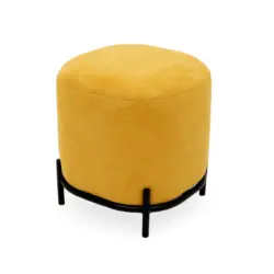 Hocker in Metall, Textil Gelb, Schwarz