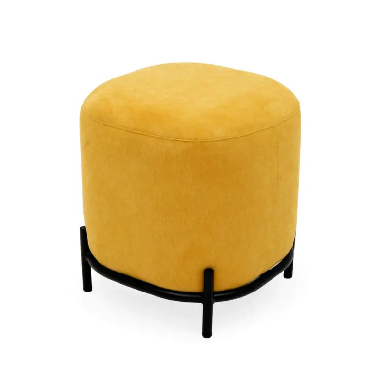 Hocker in Metall, Textil Gelb, Schwarz