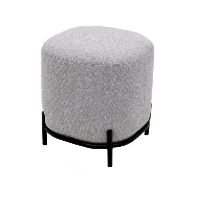 Hocker in Metall, Textil Grau, Schwarz