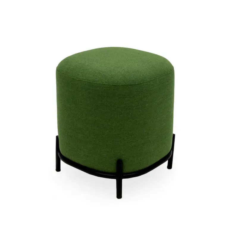 Hocker in Metall, Textil Grün, Schwarz