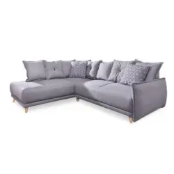 Eckschlafsofa in Webstoff Hellgrau
