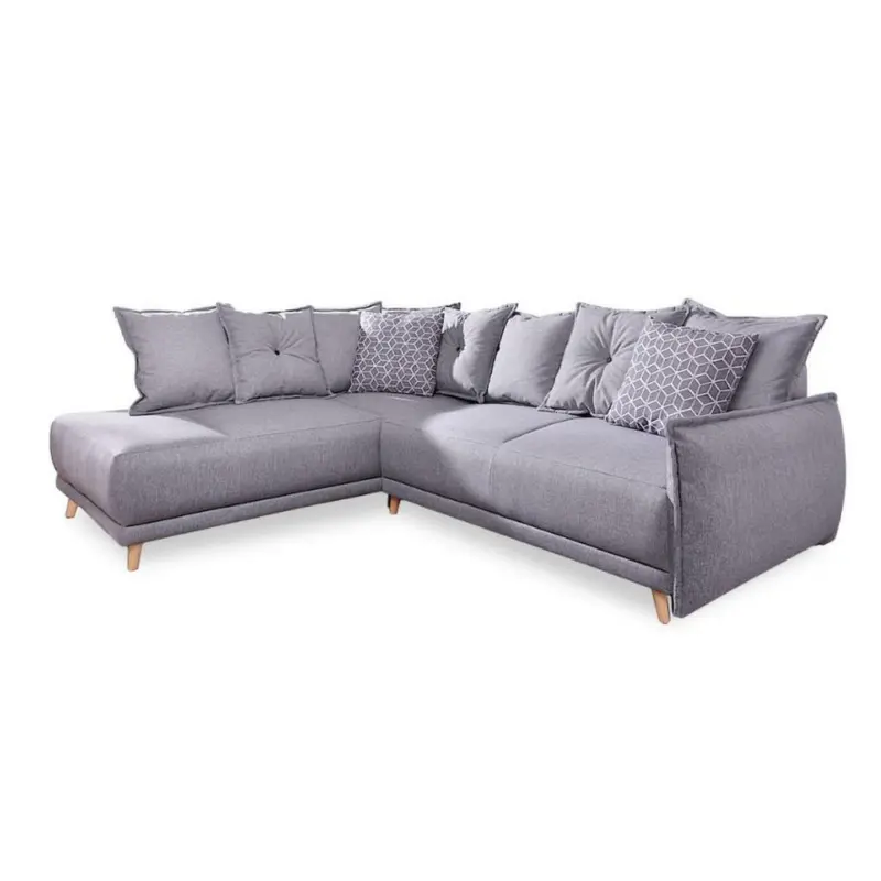 Eckschlafsofa in Webstoff Hellgrau