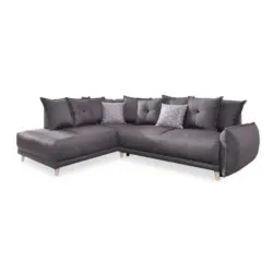 Eckschlafsofa in Webstoff Dunkelgrau