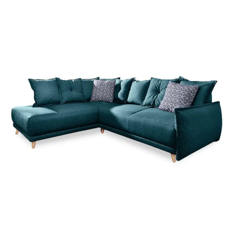 Eckschlafsofa in Webstoff Petrol