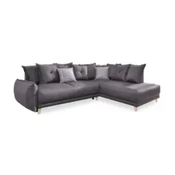 Eckschlafsofa in Webstoff Dunkelgrau