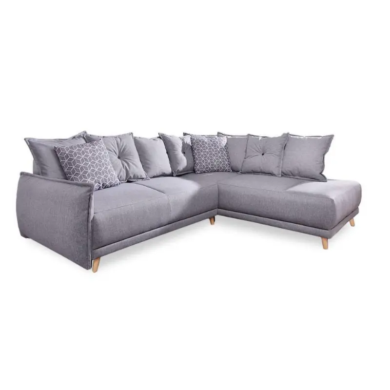 Eckschlafsofa in Webstoff Hellgrau