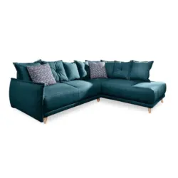 Ecksofa in Webstoff Petrol