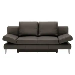 Schlafsofa in Echtleder Dunkelbraun
