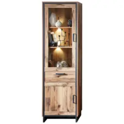 Vitrine in Graphitfarben, Naturfarben