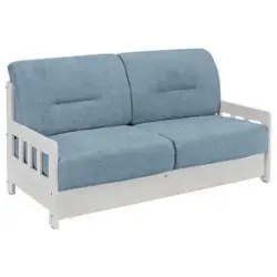 Schlafsofa in Mikrofaser Blau, Weiß
