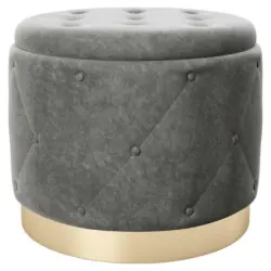 Hocker in Textil Grau