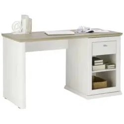 Schreibtisch 135/59/76 cm in Grau, Wei&szlig;